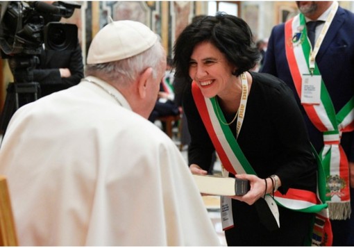 Marta Giovannini all'udienza di ieri con Papa Francesco