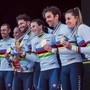 Matteo Sobrero con i compagni sul podio mondiale (foto profilo instagram matteo sobrero) Matteo Sobrero con i compagni sul podio mondiale (foto profilo instagram matteo sobrero)