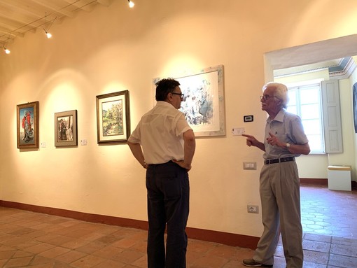 Il pittore guarenese Dino Pasquero col presidente del Centro Culturale San Giuseppe Roberto Cerrato