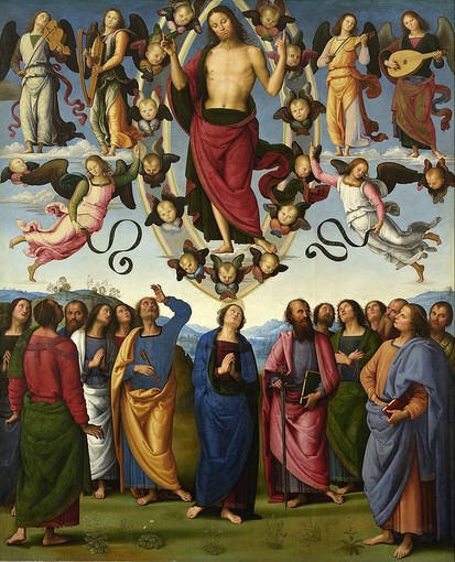 Foto: “L’Ascensione di Cristo”, dipinto a olio su tavola (280x216 cm) di Pietro Perugino, databile al 1496-1500 circa, Musée des Beaux-Arts di Lione