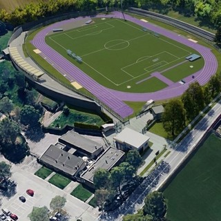 Il rendering della nuova pista di atletica
