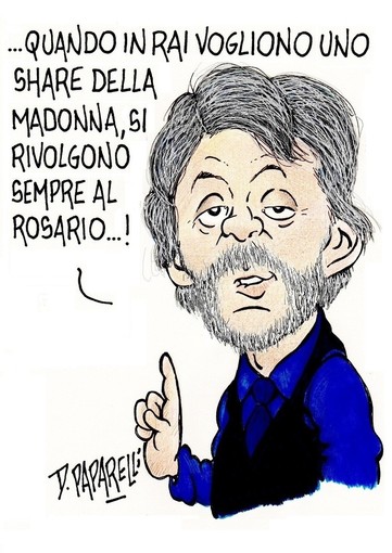 La vignetta di Danilo Paparelli sul ritorno di Fiorello sulla rete ammiraglia Rai La vignetta di Danilo Paparelli sul ritorno di Fiorello sulla rete ammiraglia Rai