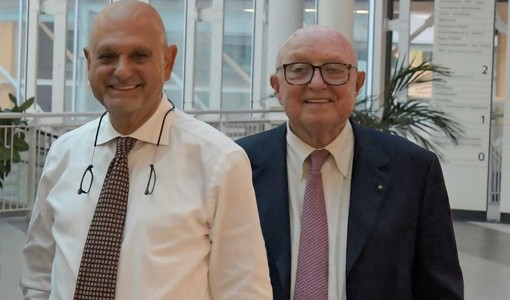 Il direttore della Fondazione Ospedale Alba-Bra Luciano Scalise con il presidente Bruno Ceretto