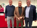 L'assessore Paolo Bongioanni fra Domenico Sacchetto, Presidente Piemonte Asprofrut, e Giacomo Ballari, Presidente Fondazione Agrion