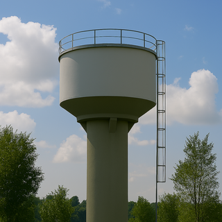 Un serbatoio pensile, utilizzato negli acquedotti per garantire una pressione idrica costante nella rete di distribuzione