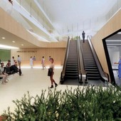 La simulazione dell'area interna del nuovo ospedale La simulazione dell'area interna del nuovo ospedale