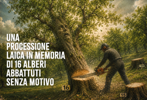 Monteu Roero, protesta per i castagni abbattuti: "funerale" simbolico tra le Rocche
