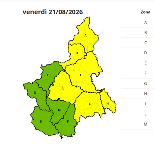 Temporali, allerta gialla in due aree del Cuneese