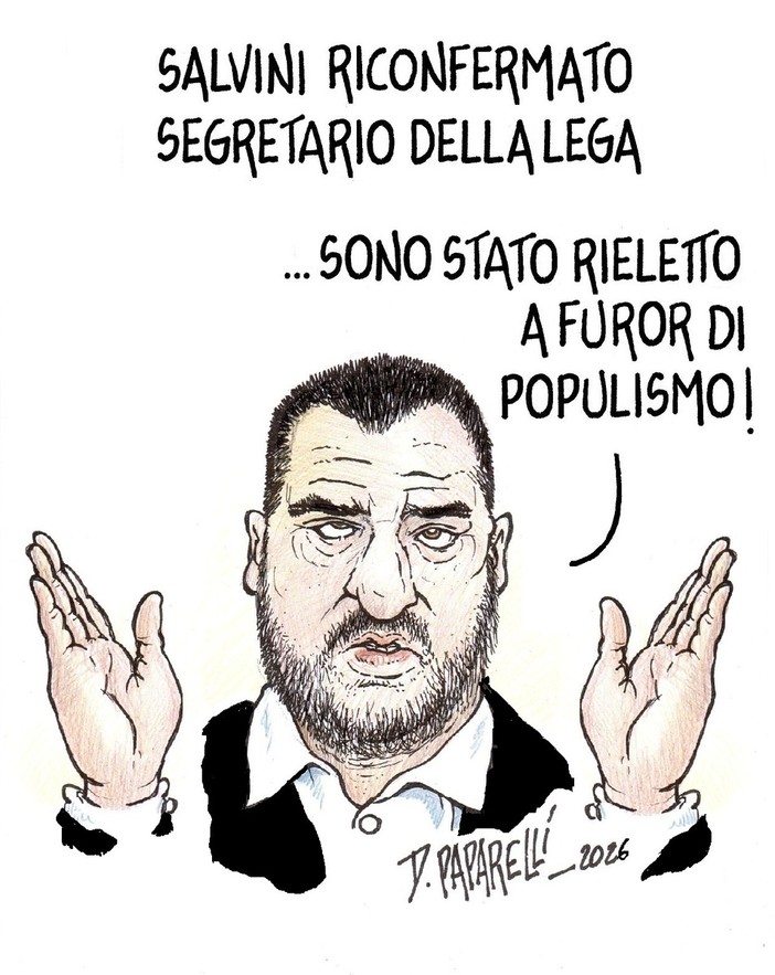 La rielezione di Salvini nella vignetta di Danilo Paparelli