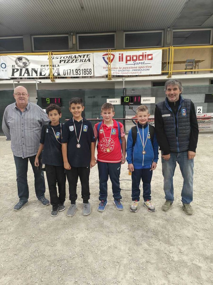 Terzo da dx il vincitore degli under 12 Tiago Biglione dell'Auxilium Saluzzo