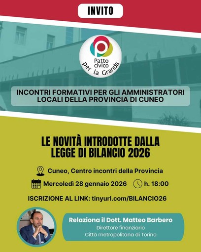 Patto Civico per la Granda lancia gli incontri formativi per gli amministratori locali Pettavino: «Inizieremo con la nuova legge di Bilancio e le novità che essa introduce» Patto Civico per la Granda lancia gli incontri formativi per gli amministratori locali Pettavino: «Inizieremo con la nuova legge di Bilancio e le novità che essa introduce»