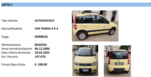 Comune di Bra: asta pubblica per la vendita di tre autoveicoli Comune di Bra: asta pubblica per la vendita di tre autoveicoli