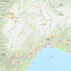Nella mappa di Arpa la rilevazione dei forti venti registrati da ieri sulla nostra provincia Nella mappa di Arpa la rilevazione dei forti venti registrati da ieri sulla nostra provincia