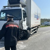 Il camion contro cui è andata a scontrarsi l'auto condotta dall'imprenditore Il camion contro cui è andata a scontrarsi l'auto condotta dall'imprenditore