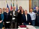 Gli amministratori di Centro per Cuneo durante l'incontro con Robaldo dopo l'elezione alla guida della Provincia