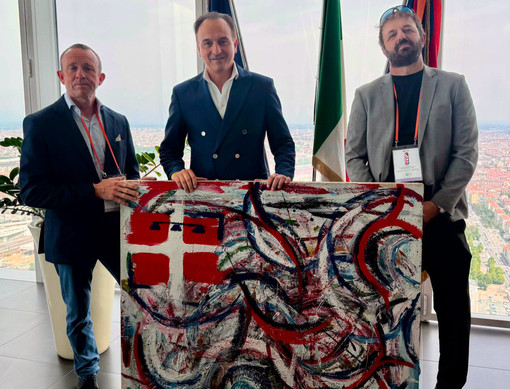 Un dono per il governatore del Piemonte Cirio, l'opera "Giuvan" (Giovanni) di Ivi71