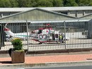 L'elisoccorso nel piazzale interno dell'azienda