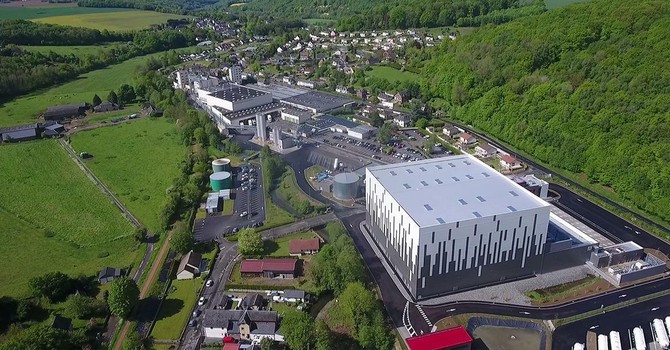 Una veduta aerea dello stabilimento Ferrero di Villers-Écalles, in Normandia