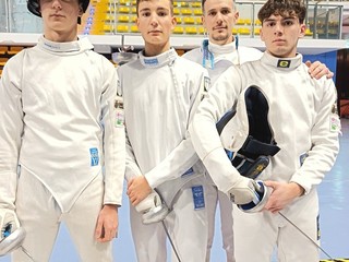 Gli spadisti Csa, da sinistra, Girotti, Mustacciu, Dellarovere e Maggi