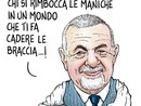 Il Premio della buona volontà e il suo patron Dino Rossetti nella vignetta di Paparelli