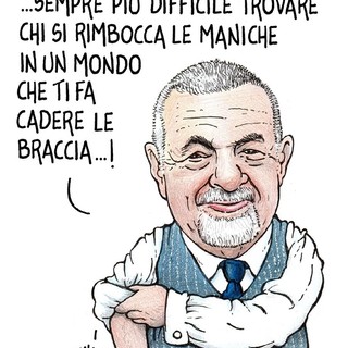 Il Premio della buona volontà e il suo patron Dino Rossetti nella vignetta di Paparelli