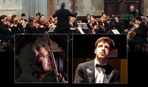 L'orchestra Alba Filarmonica diretta da Nicola Davico insieme al flautista Giuseppe Nova e al pianista Christian Pastorino L'orchestra Alba Filarmonica diretta da Nicola Davico insieme al flautista Giuseppe Nova e al pianista Christian Pastorino
