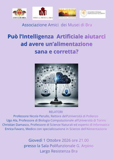 "Può l'Intelligenza Artificiale aiutarci ad avere un'alimentazione sana e corretta?". A Bra l'incontro con gli esperti "Può l'Intelligenza Artificiale aiutarci ad avere un'alimentazione sana e corretta?". A Bra l'incontro con gli esperti