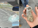 Boves, sassi contro i veicoli sulla provinciale 21: colpito pulmini con giovani atleti, auto e camper