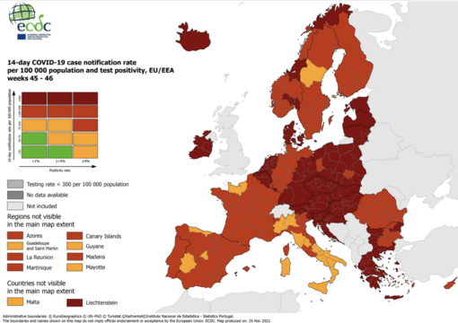 Europa, mappa del contagio: Piemonte circondato dal rosso, ma resiste in giallo