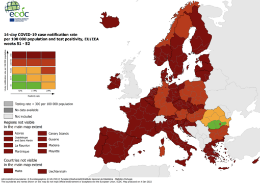 Mappa europea sull'incidenza del contagio. Piemonte in rosso da tre settimane