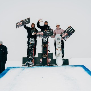 Il podio Coppa Europa di Slopestyle a Prato Nevoso