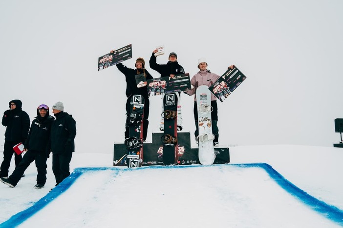 Il podio Coppa Europa di Slopestyle a Prato Nevoso