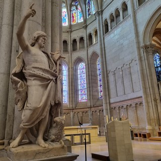 In foto statua di san Giovanni Battista, Cattedrale di St-Jean, a Lione