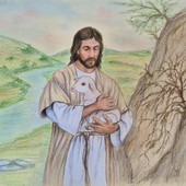 “Gesù buon pastore”, disegno dell’artista braidese Pinuccia Sardo