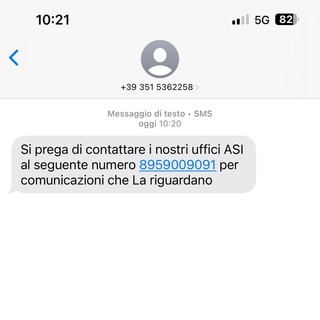 "Si prega di contattare i nostri uffici ASI": allarme per la nuova truffa via SMS
