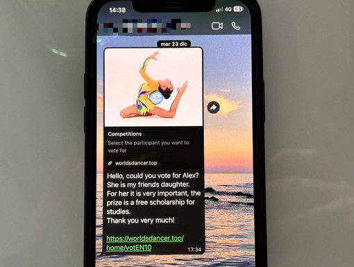 Il messaggio truffa ricevuto dalla nostra redazione