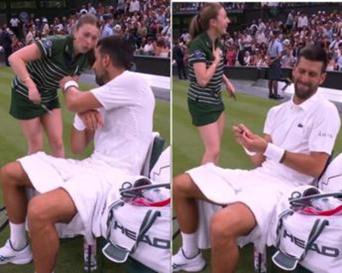 Wimbledon, lo scherzo di Djokovic e la raccattapalle trema Wimbledon, lo scherzo di Djokovic e la raccattapalle trema